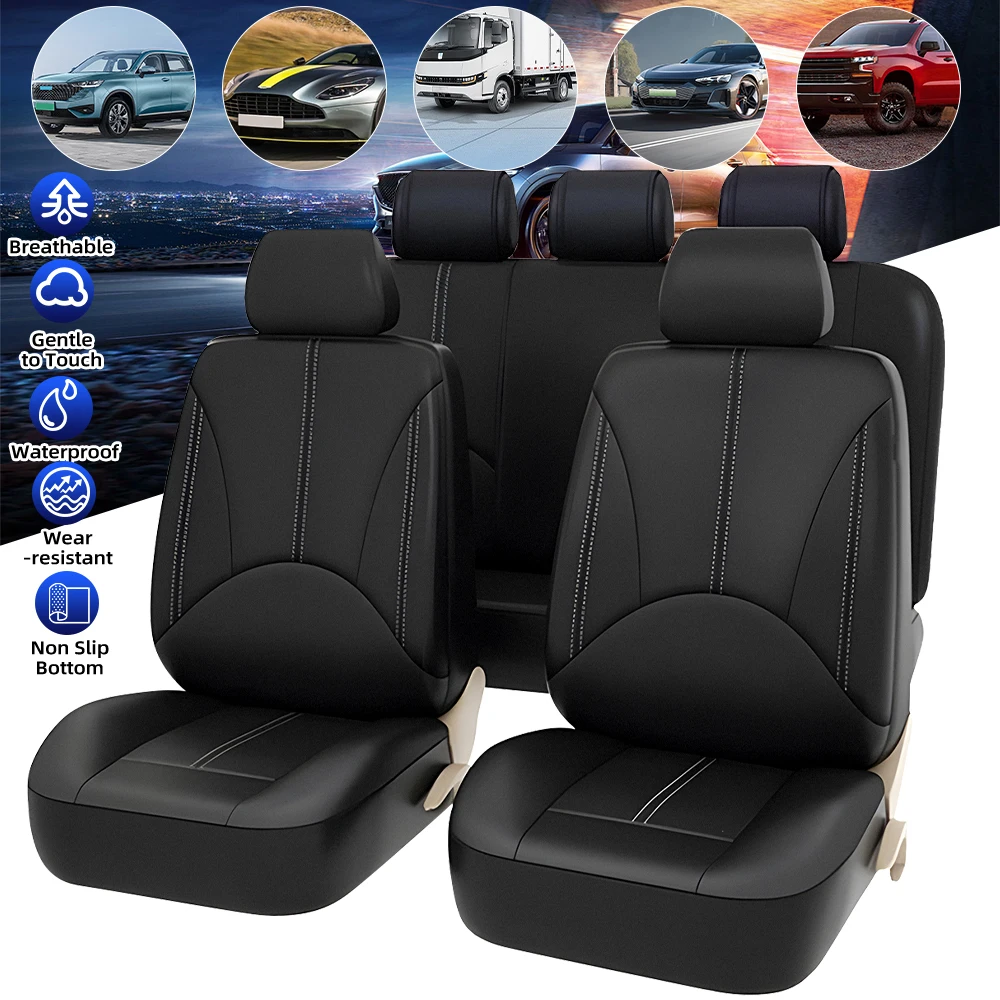 

Чехлы на автомобильные сиденья из ПВХ, полный комплект, подходят для большинства автомобильных чехлов, полностью обернутая дышащая ткань для внутренних аксессуаров для грузовиков и внедорожников