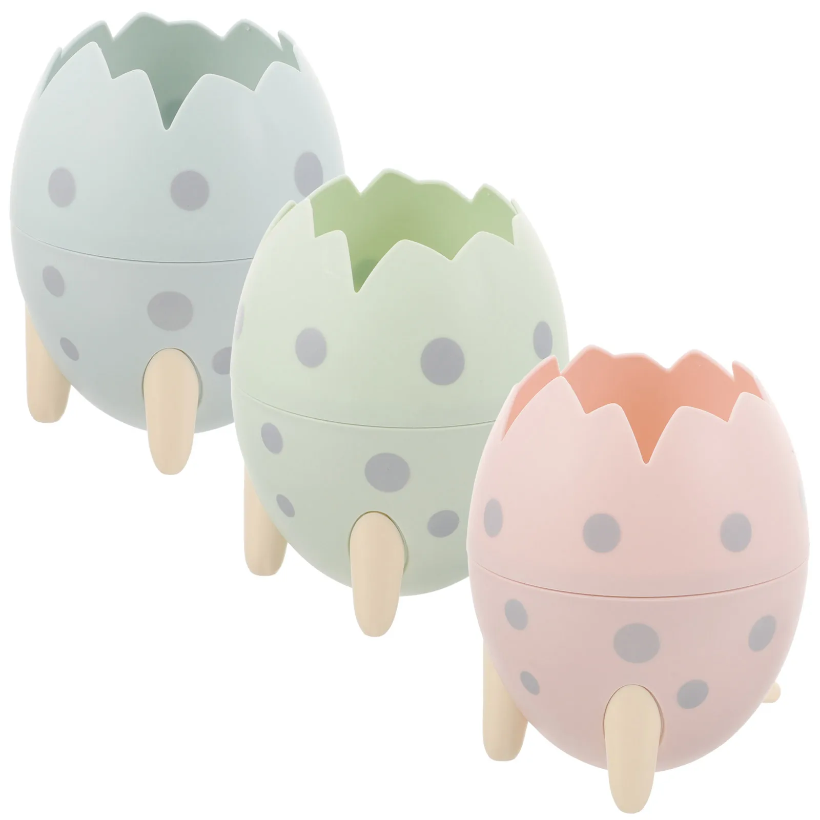 

3 Pcs Dinosaur Egg Pen Holder Animal Pencil Makeup Brush Organizer Unique Creative Brushes Desk Stand Kawaii Stationery