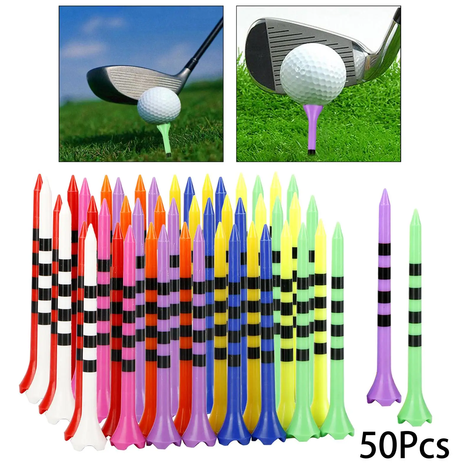 50Pcs Golf Tees Training Aid Golf Equipment Portable Indoor Outdoor Golf Ball Holder Practicing for Players Golfer Beginners