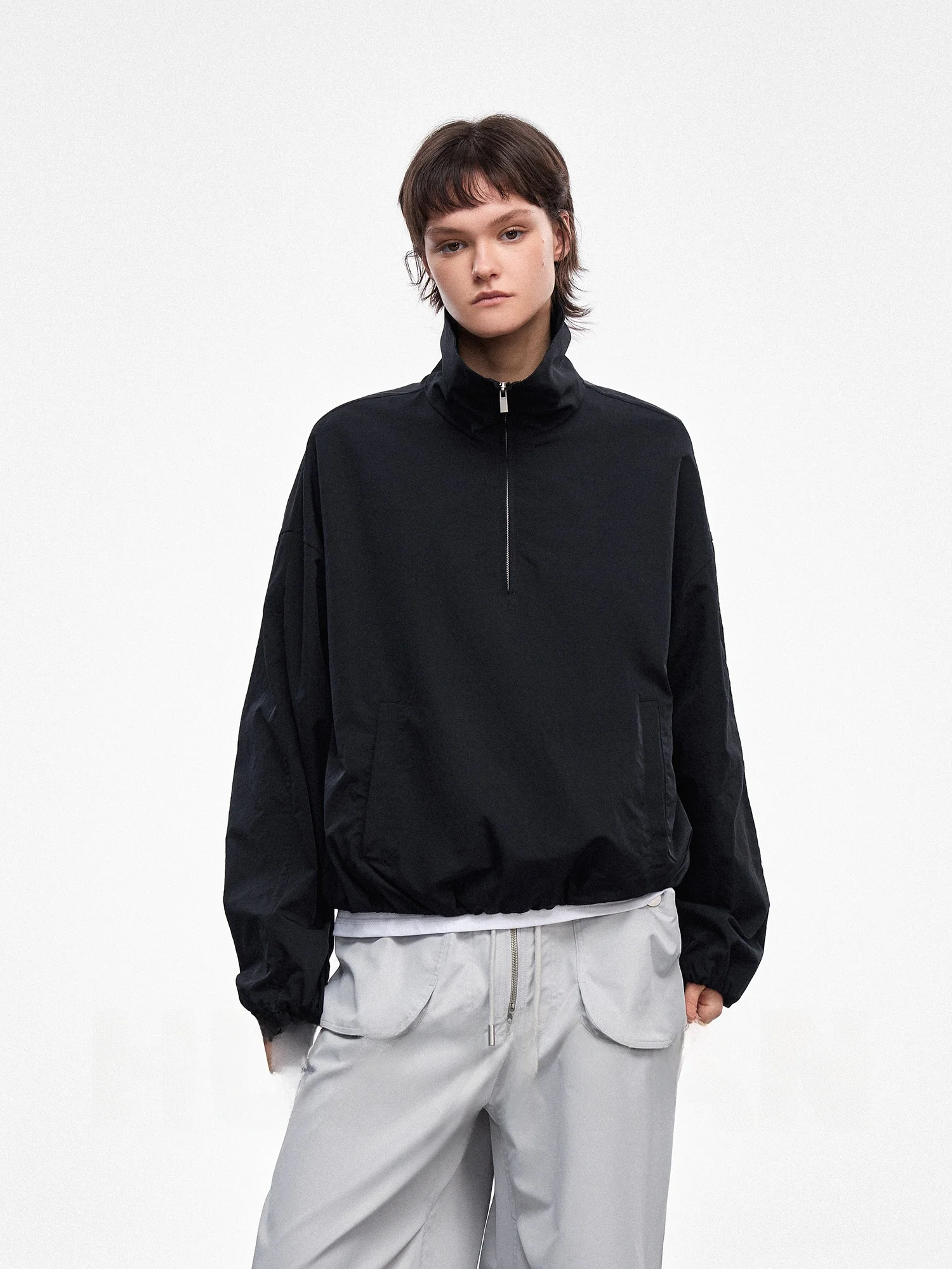 

Hua Ji Yan Midnight High Collar mat Casual ort Thin Outerwear Ladies Faion Spring Season Commute Sle Nylon Polye...