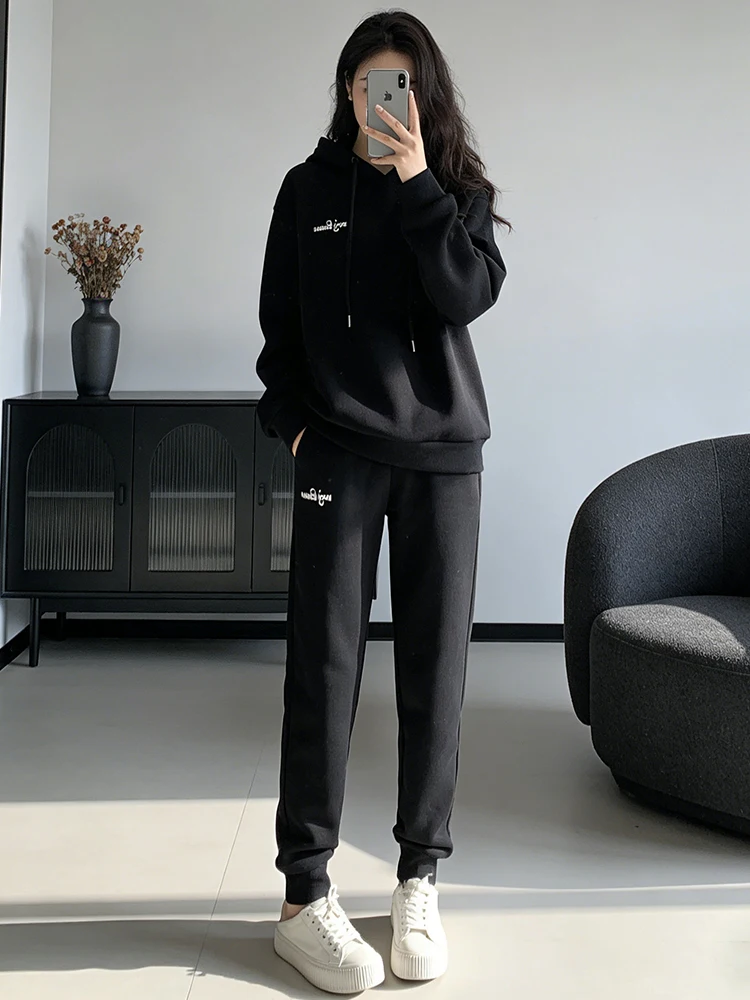 

Casual Sportswear Set Women's Spring Autumn Faionable Hoodie High Waist Pants Two Piece Set Comfortable Breathable Warm