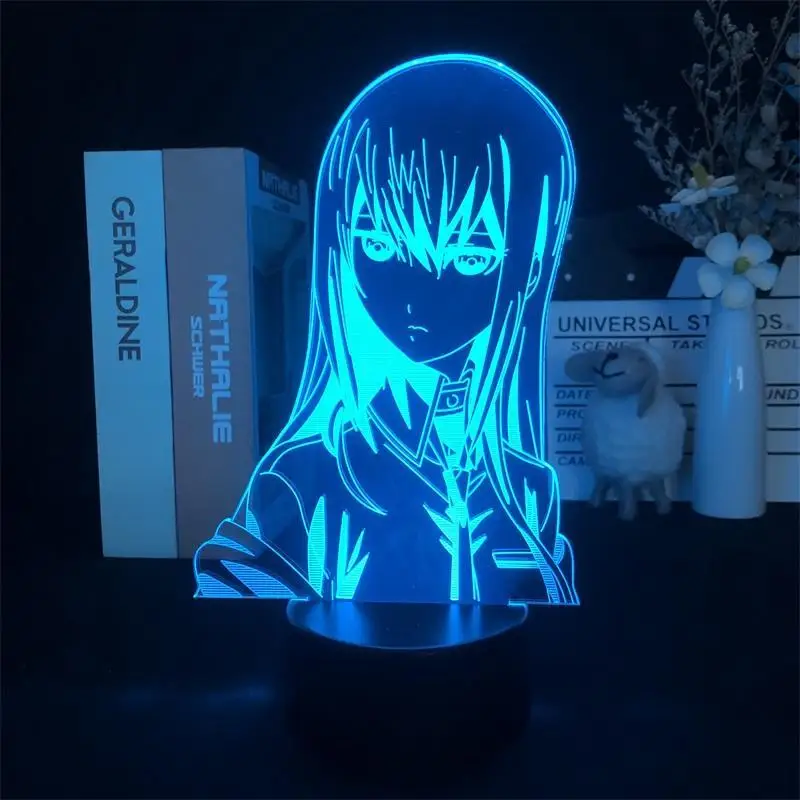 Makise Kurisu 3D Night Light Hot Japanese Game Nightlight 7 Colors Projector シュタインズ・ゲートLED Table Lamp Room Decor Chlidern Gifts