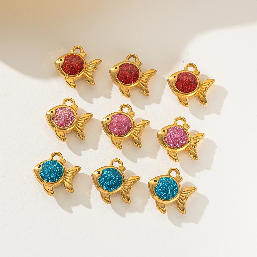 Breloques en acier inoxydable, 5 pièces, pendentif dégoulinant d'huile de poisson Tropical, Bracelet, collier, boucles d'oreilles, fournitures de fabrication de bijoux, accessoire