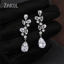 ZAKOL Cute/Romantic Luxury Cubic Zirconia Earring Bride Wedding Party Decoration Jewelry Dangle Earrings Wholesale FSEP5092