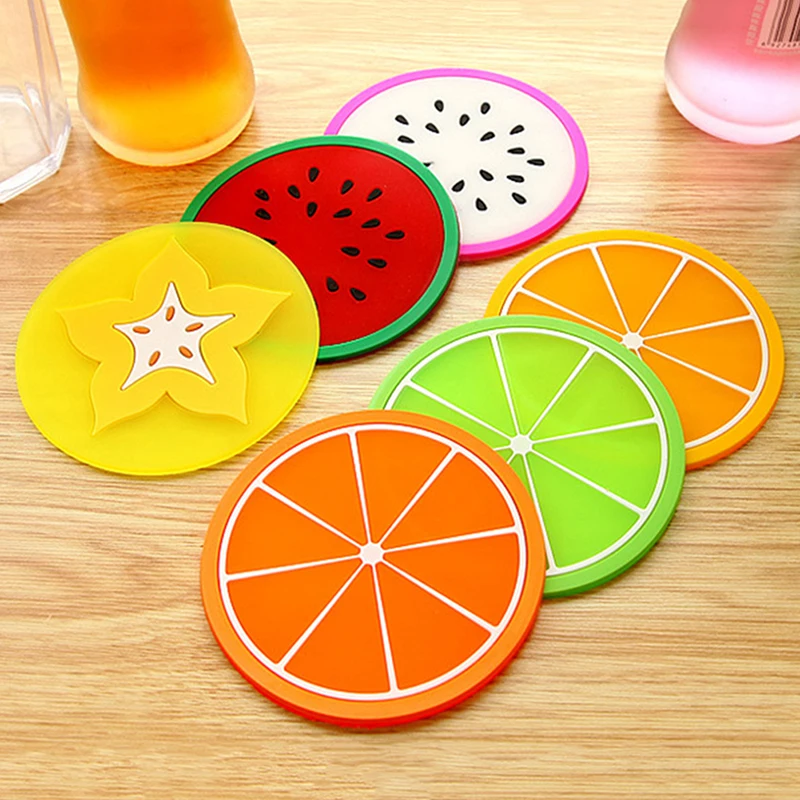 Fruit Shape Cup Coaster Silicone Silicone Insulation Mat Cup Pads Drink Holder Mug Stand Home Table Decorations