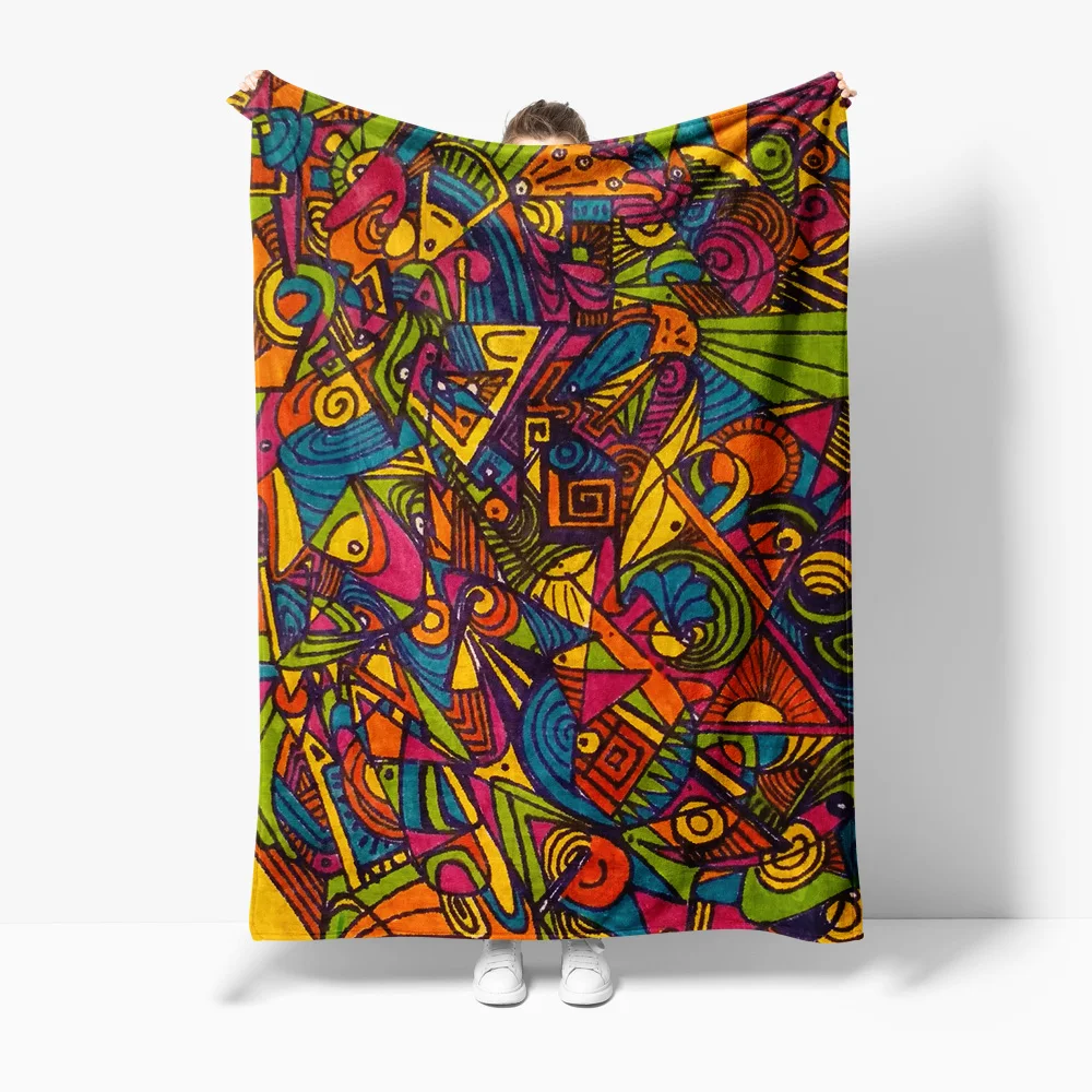 Psychedelic Abstract Colorful Geometric Pattern Blanket Throw Soft Warm Bed Sofa Decor Gift