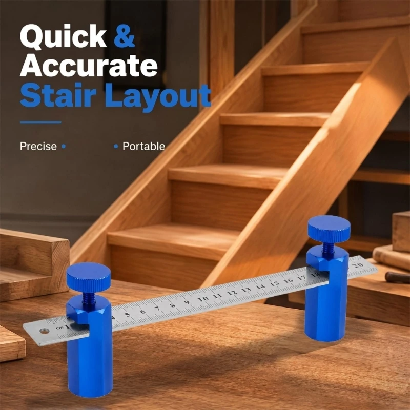02DC Stair Layout Pair for Framing Square, Aluminum Thumb Screw Tool