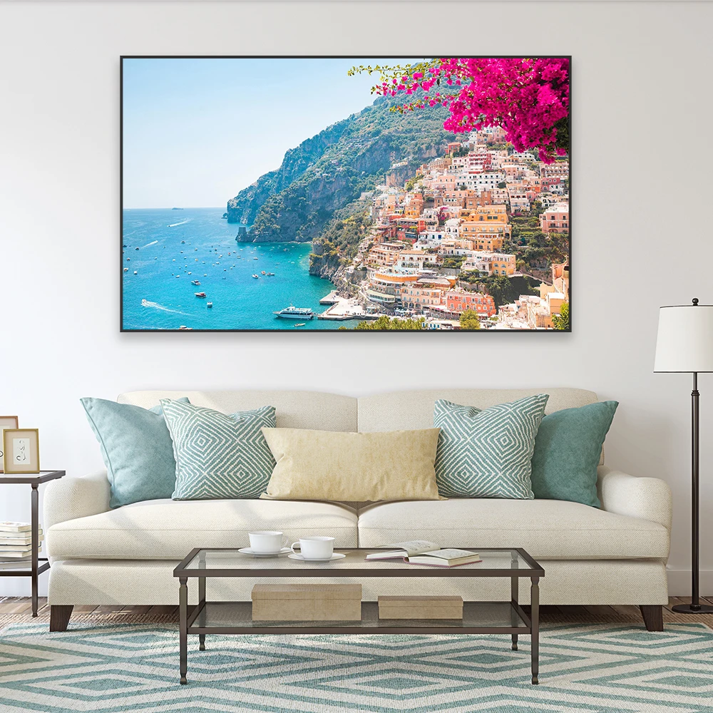 Italy Positano Landscape Art Prints Modern Colorful Amalfi Coast Art Canvas Painting Abstract Travel Poster Fashion Home Decor