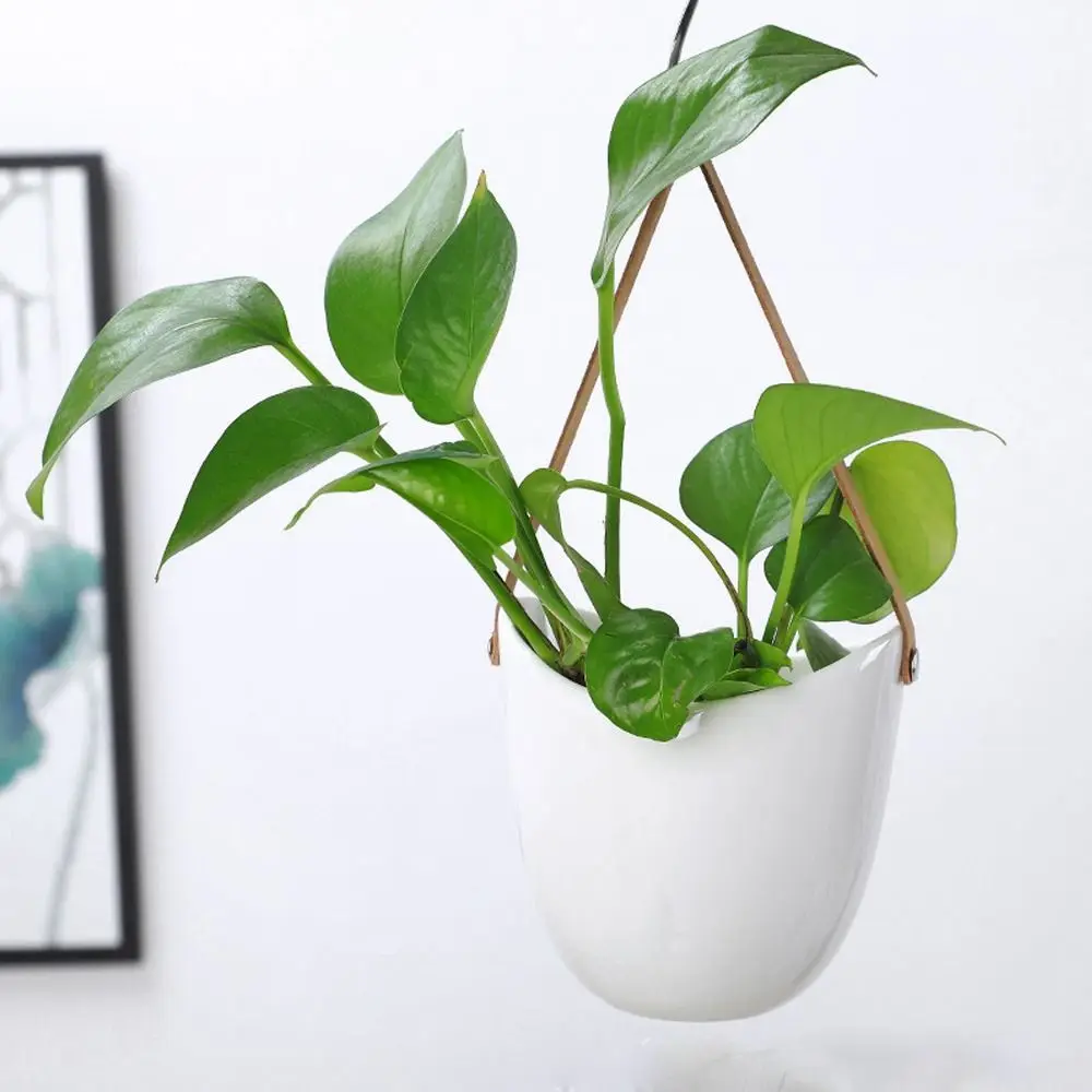 Durable White Wall Hanging Flower Pot Hydroponic Ceramic Plant Pot Sturdy Thickened Hanging Flower Basket Desktop Decoration