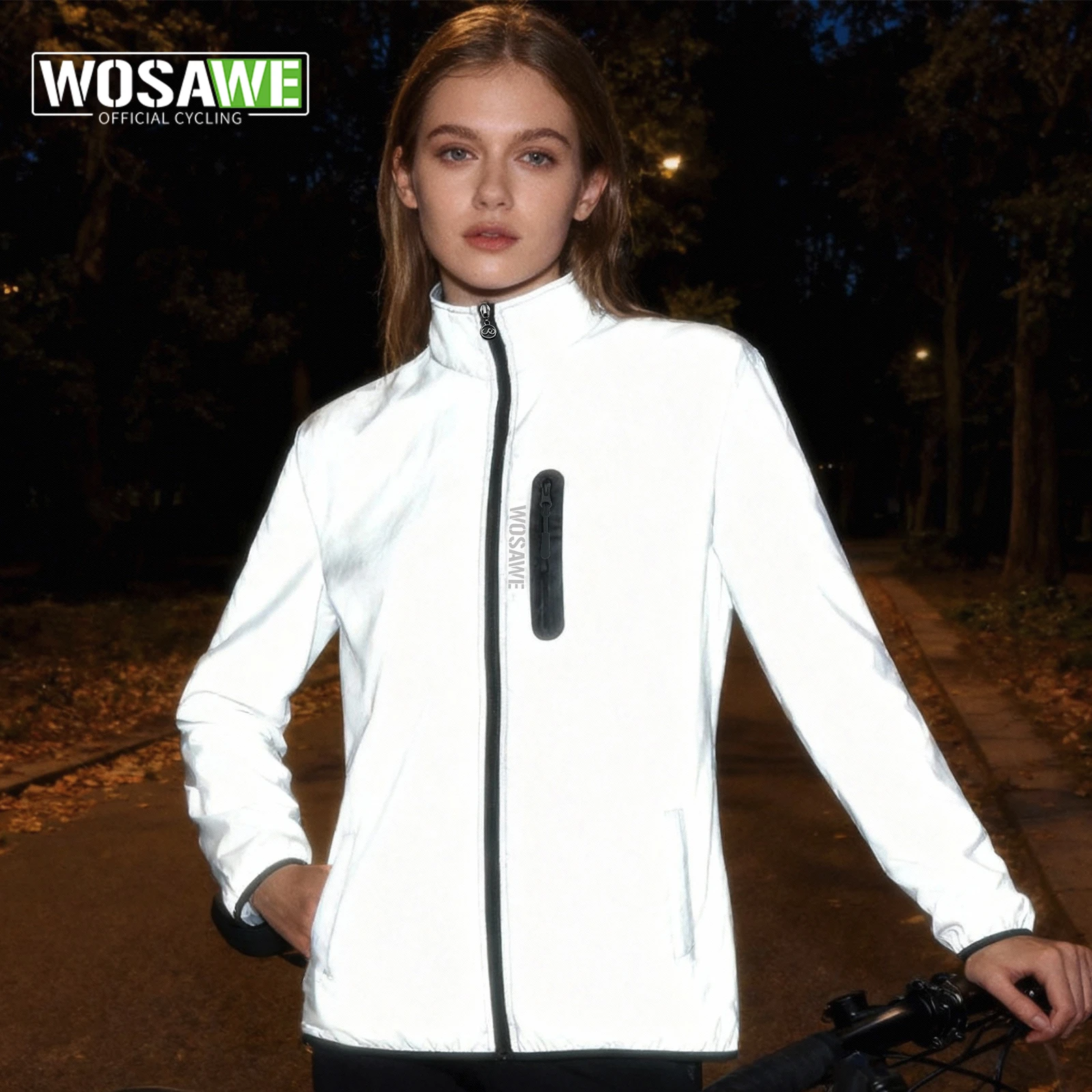

WOSAWE Men Reflective Cycling Jacket Night Glowing Water-repellent Windproof Jacket MTB Cycling Windbreaker Travel Sport Coat