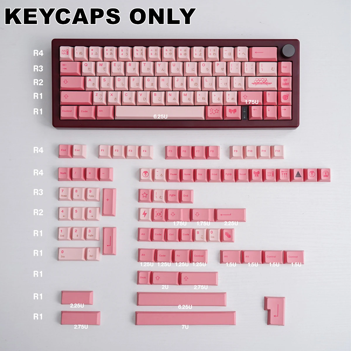 143 Keys Anna PBT Keycaps Cherry Height Profile Dye-Sublimated Legends Keycap Set for Mx Cherry Switch Mechanical Keyboard Kit