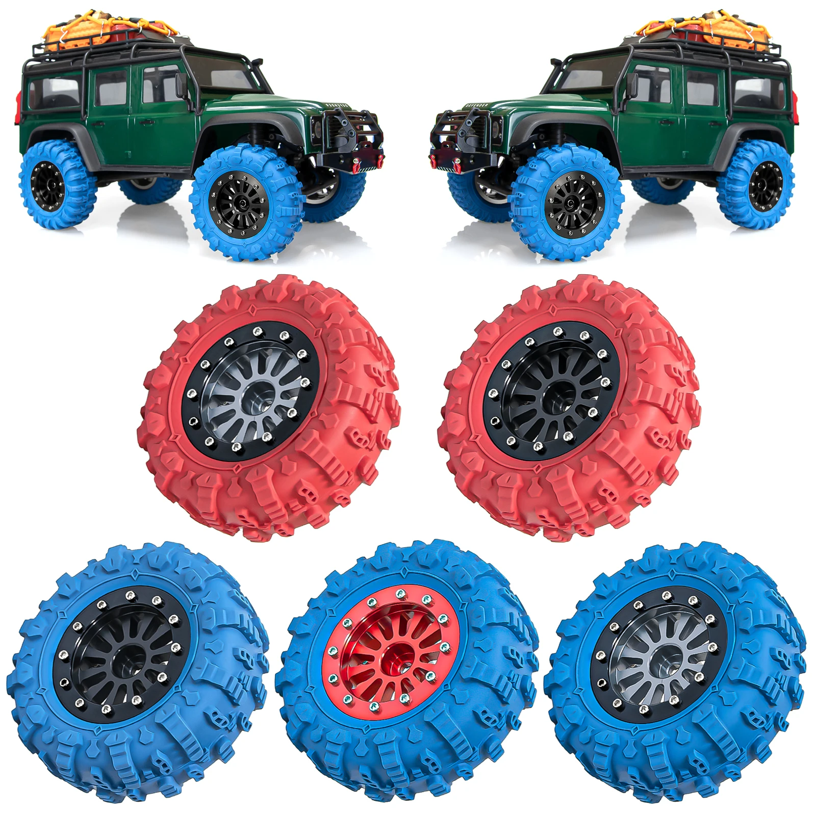 

1.45" Aluminium Beadlock Wheel Tires Set 1.3 Crawler Tires Colored for 1/18 1/24 TRX4M SCX24 RC Crawler Car tires Upgrade Parts