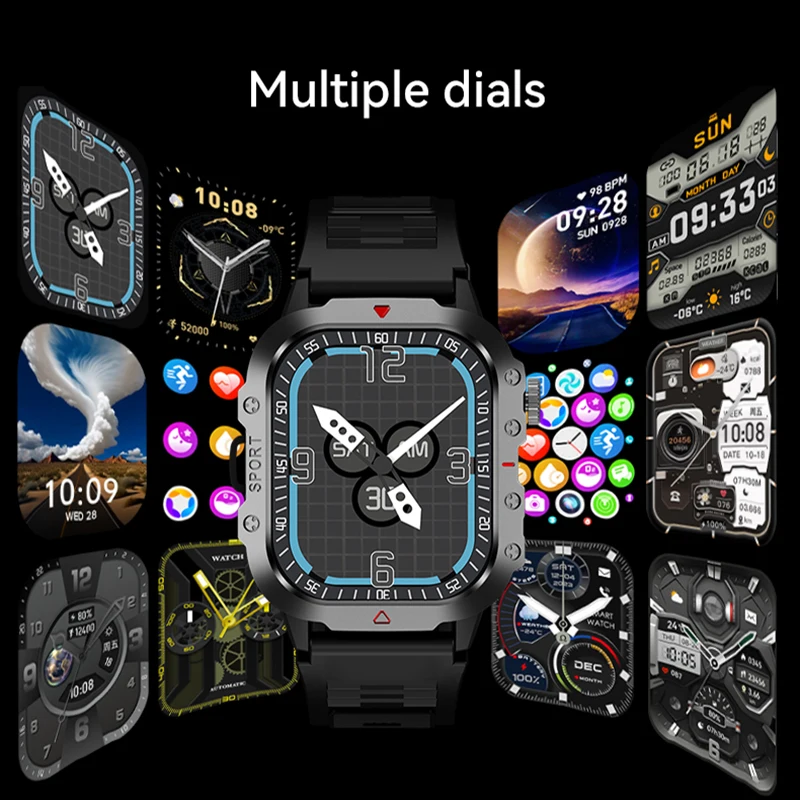 بلوتوث دعوة Smartwatch إلكترونيات العسكرية ساعة ذكية ساعة رقمية الساعات هدايا للرجل امرأة iOS أندرويد Xiaomi 2025 جديد