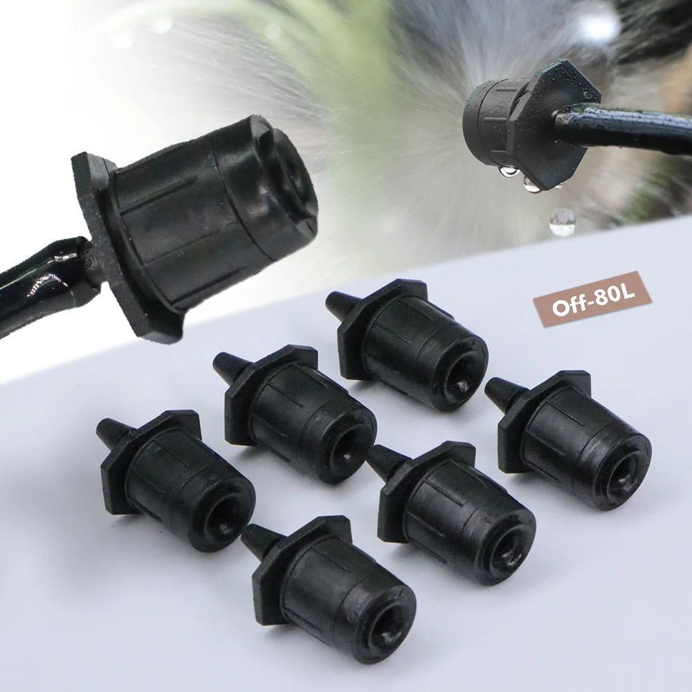 360° Black Drippers Head Sprinkler Adjustable Water Flow 1/4