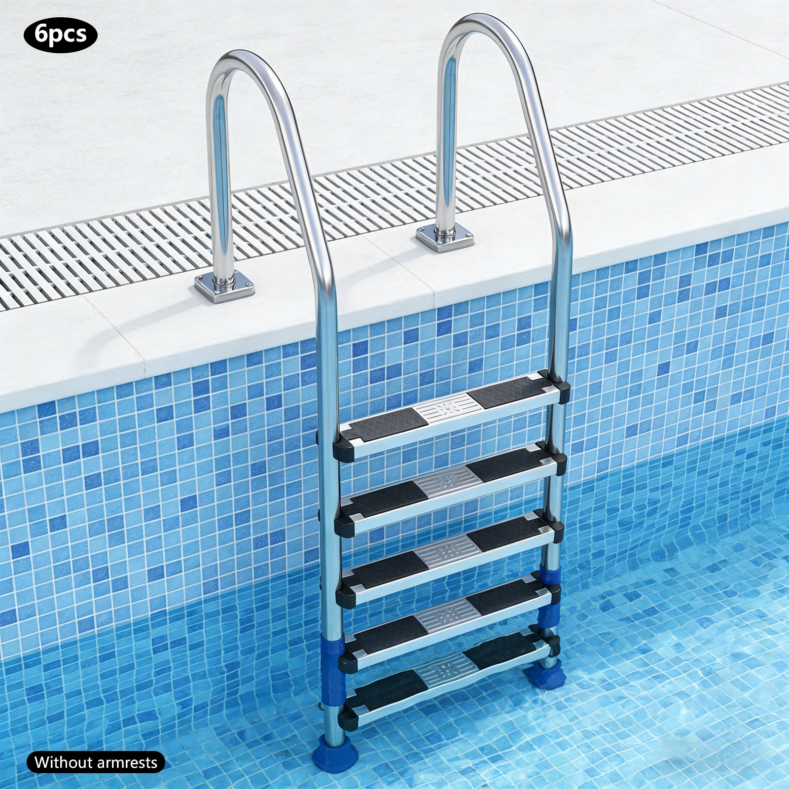 Escalera de piscina antideslizante de acero inoxidable, escalones de escalera de piscina de 49,3*8,5*2,2 cm para piscinas, aguas termales, centros de spa