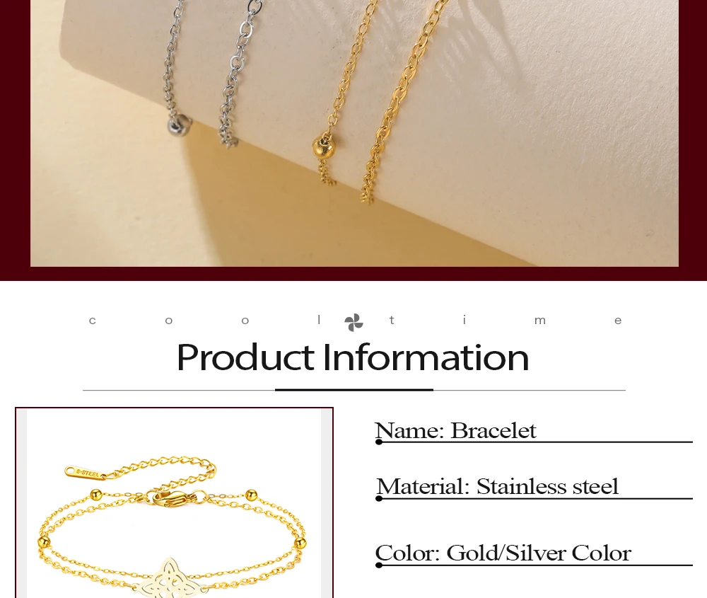 CoolTime Doppelketten-Armbänder mit Hexenknoten für Damen, goldfarben, Schmuck, Schutzsymbol, Geschenk für Liebhaber, 2026 Neuankömmling – Detail 2