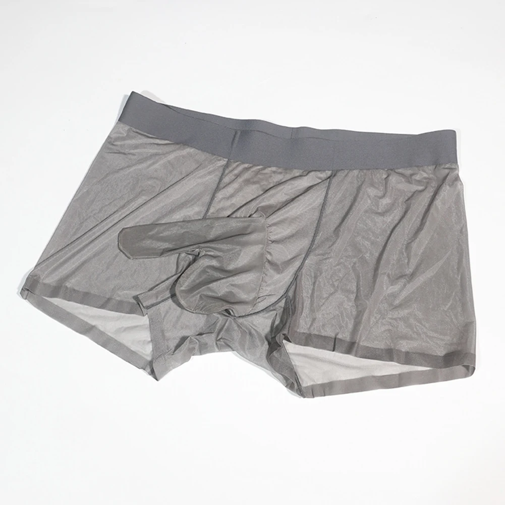 

Sexy Mens Oil Shiny Lingerie Mesh Underwear Sheer Gay Sissy Bulge Pouch Briefs Glossy Underpants Boxer Shorts Trunks Knickers