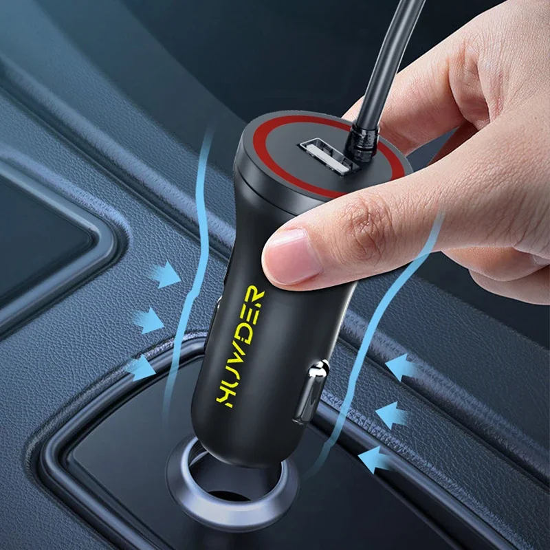 USB Fast Car Charger Adapter 48w Charge With Elastic Cable Portable For Iphone 14 12 Pro Max Xiaomi Huawei USB Car Chargers