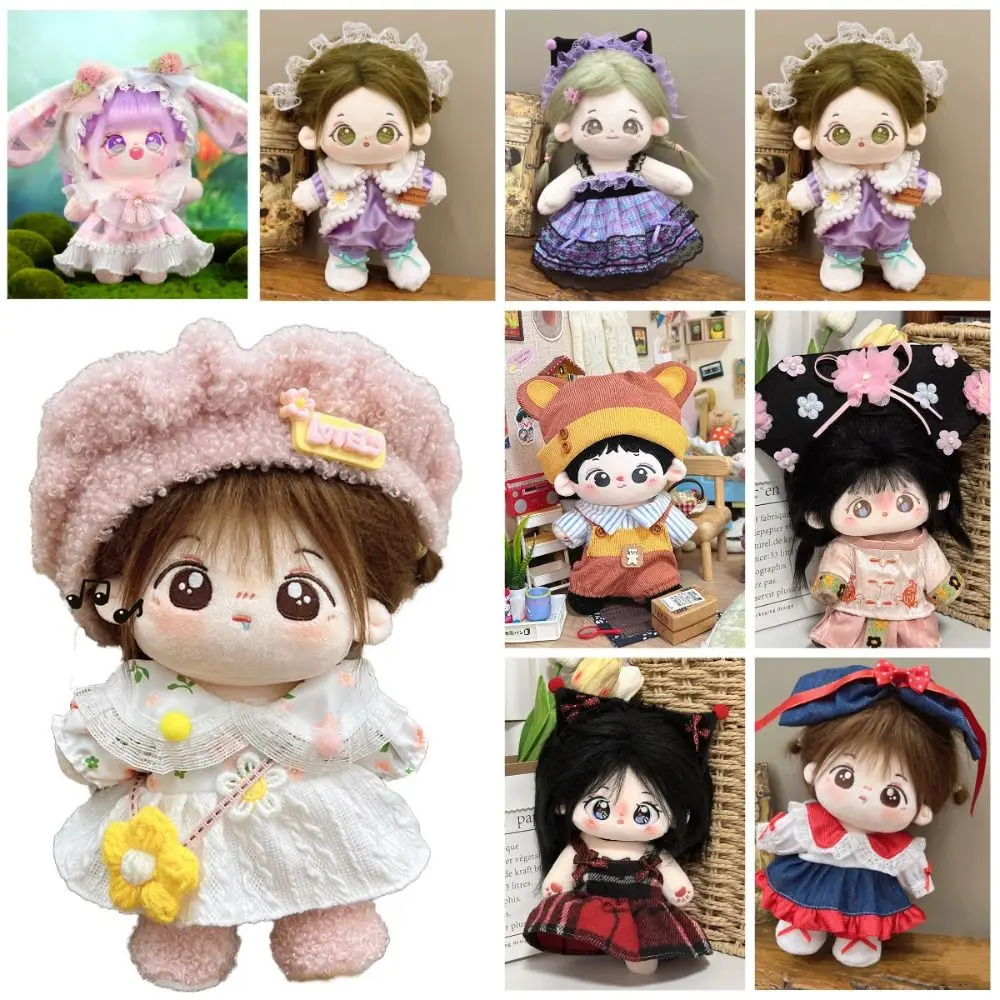 20CM Cotton Doll Dress Suit Doll Accessories Multicolor Miniature Clothes Cap Headdress Photo Props Doll Headwear Dress Set