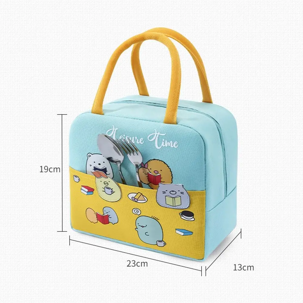 Portable Cute Cartoon Cooler Lunch Bag For Picnic Kids Student Women Travel Collapsible Thermal Breakfast Organizer