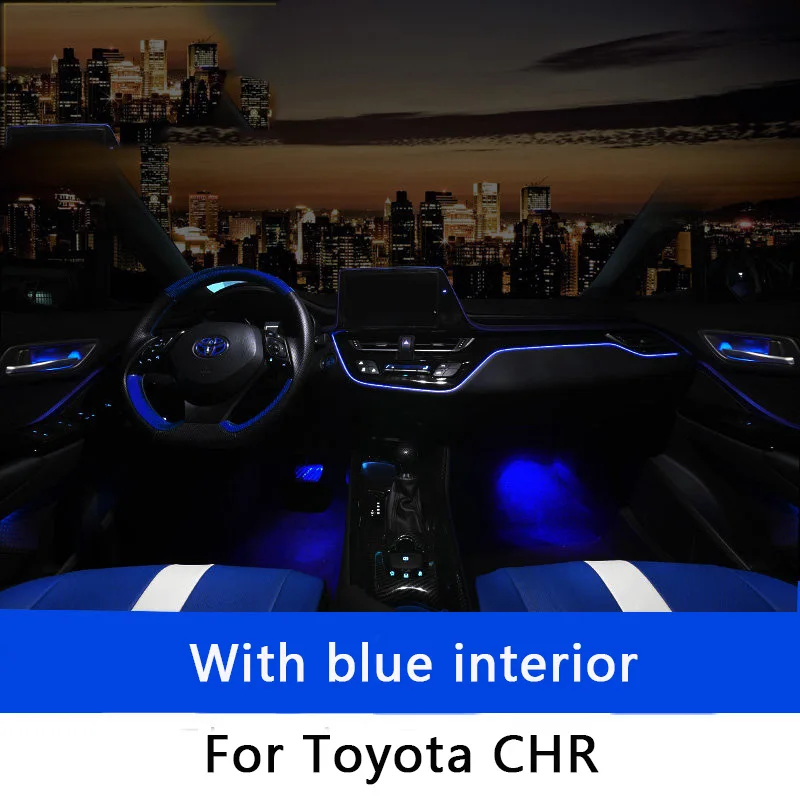 Car Interior LED Dashboard Central Frame Trim Atmosphere Light EL Wiring Neon Strip Ambient Lamp for Toyota CHR C-HR 2017-2021