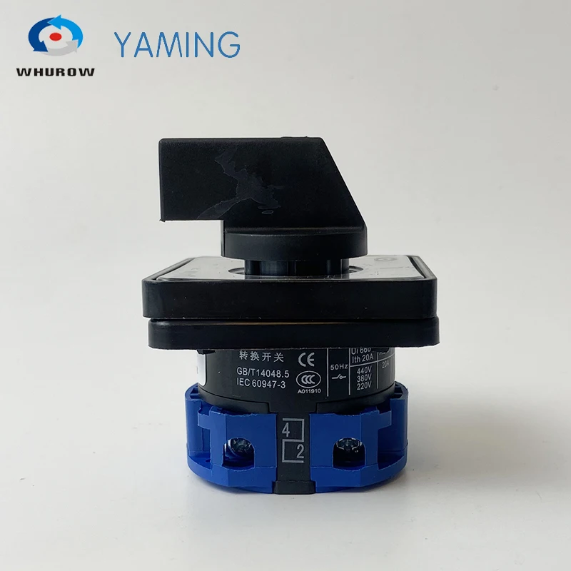 LW26-20 Rotary switch knob 2 position 0-1 ON-OFF High quality changeover cam switch Ui 690V Ith 20A 1 pole 4 terminals