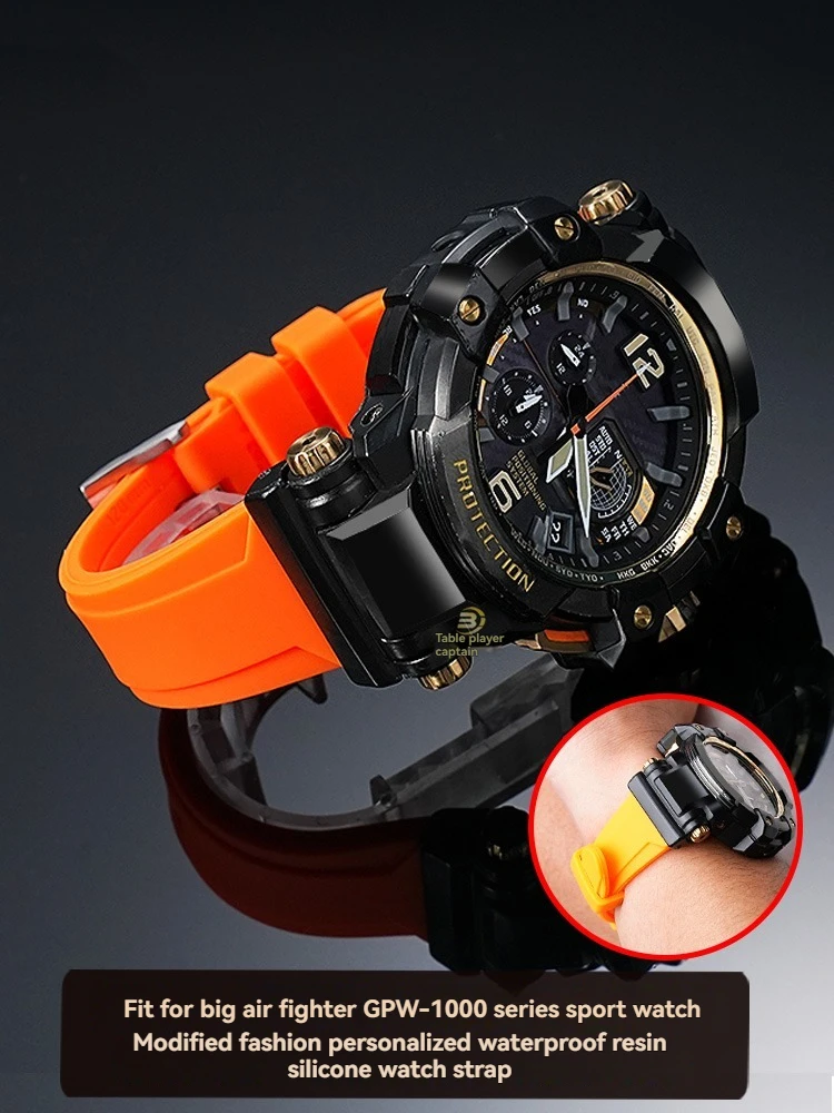 

24mm Resin Rubber Watch Band for Casio G-Shock GPW-1000 GAW-1000 Military Men Sports Strap with Stainless Steel Butterfly Buckle