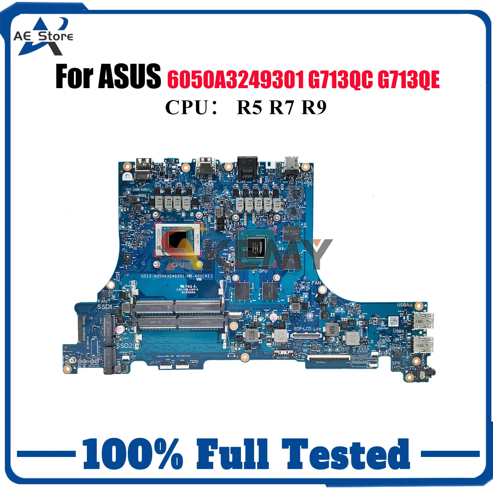 

6050A3249301 Laptop Motherboard For ASUS ROG Strix G15 G713QC G513Q G713QE Notebook Mainboard W/ R5 R7 R9 CPU tests OK fast ship