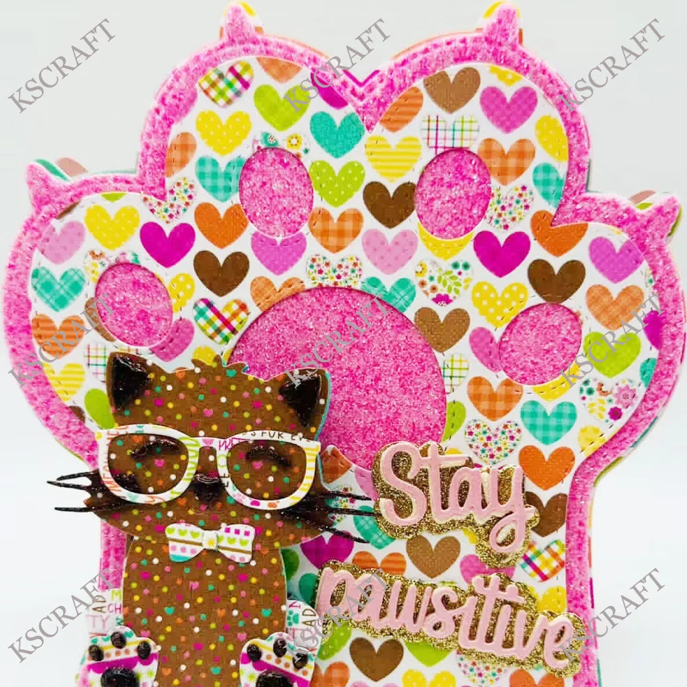 KSCRAFT Cat Paw Mini Album Cutting Dies Stencils for DIY Scrapbooking Decorative Embossing DIY Paper Cards