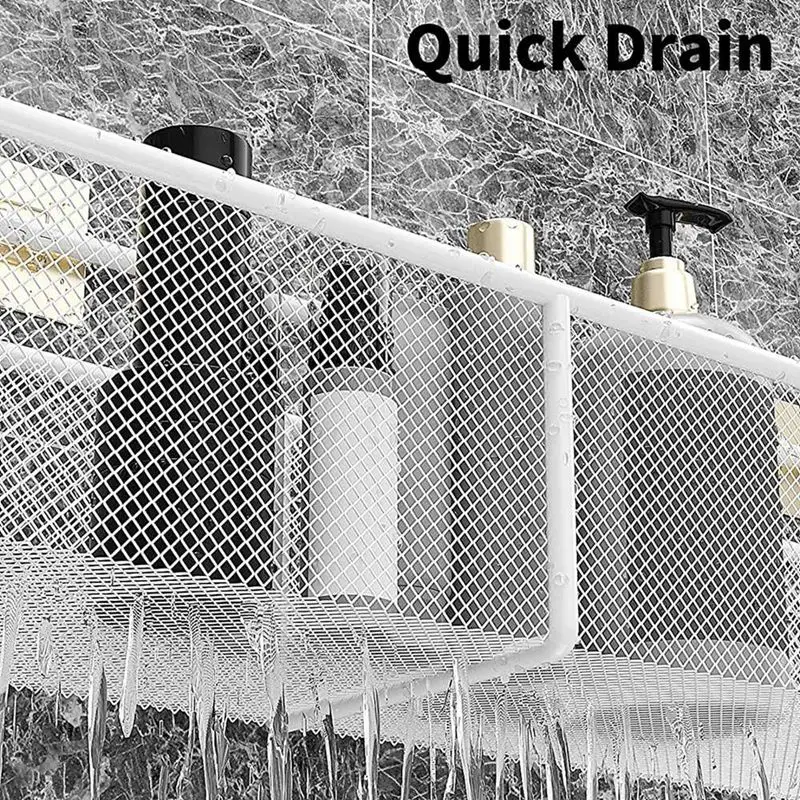 منظم رف دش مثبت على الحائط ، سلة مقاومة للصدأ ، رف تخزين للحمام ، عبوتين