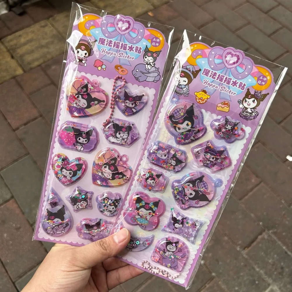 Kawaii Sanrio 3D Shake autocollant pour écolier papeterie Kuromi ma mélodie point autocollants cahier journal manuel décoration