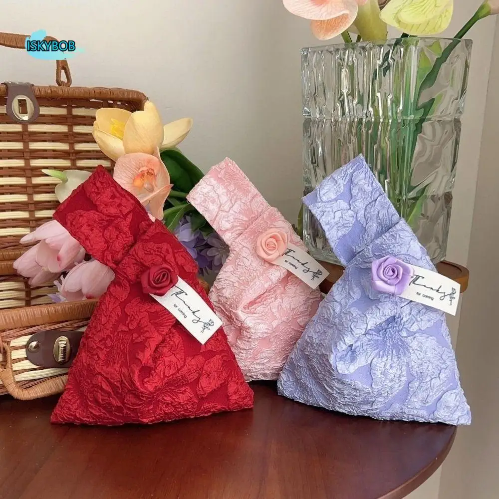 

Flower Pendant Tassel Knot Wrist Bag Chinese New Year Butterfly Orchid/Rose Wedding Candy Bag Temperament Printing