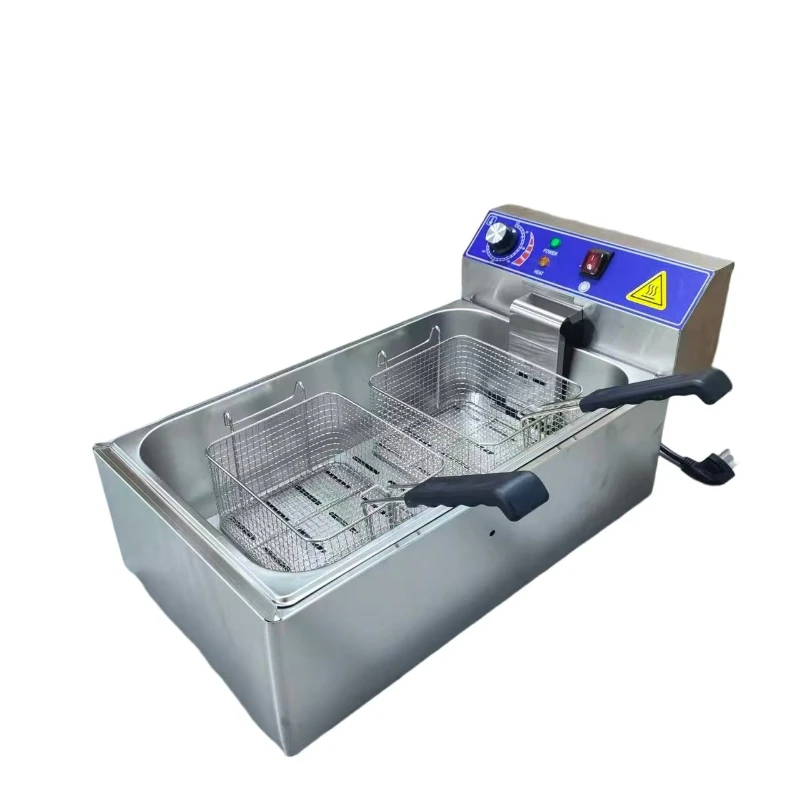 New Commercial Electric Single Basket 12L Stainless Steel Deep Fryer for Restaurants and Hotels