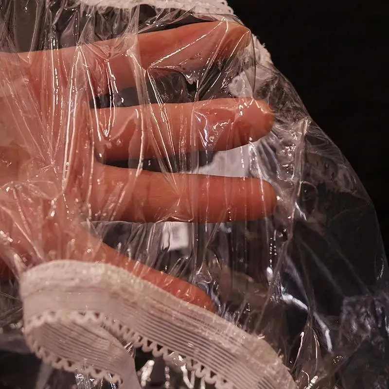 Slip da donna a vita media con apertura sul cavallo ultrasottile completamente trasparente in pellicola di plastica EPU in pizzo aperto da donna sexy completamente anti-fouling