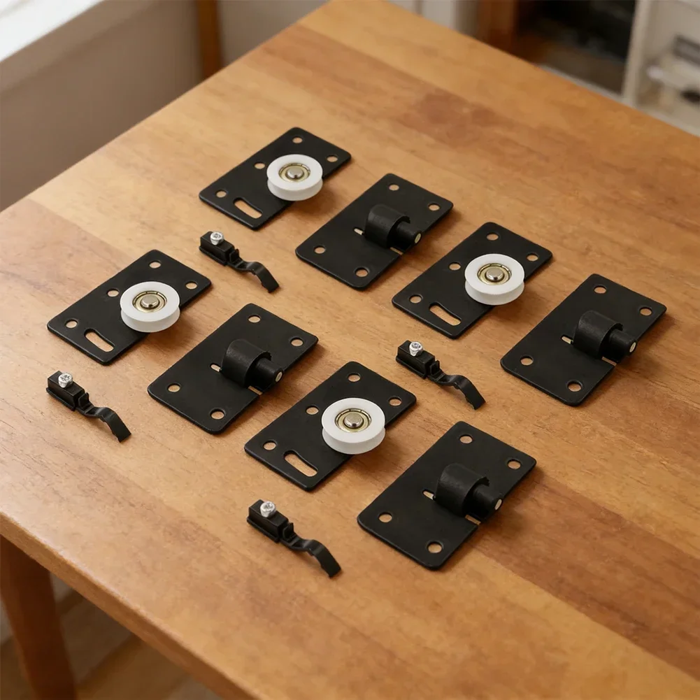 Load Bearing Door Pulley Silent Sliding Wardrobe Rollers, For Smooth Quiet Operation Adjustable Stability Cabinet Closet