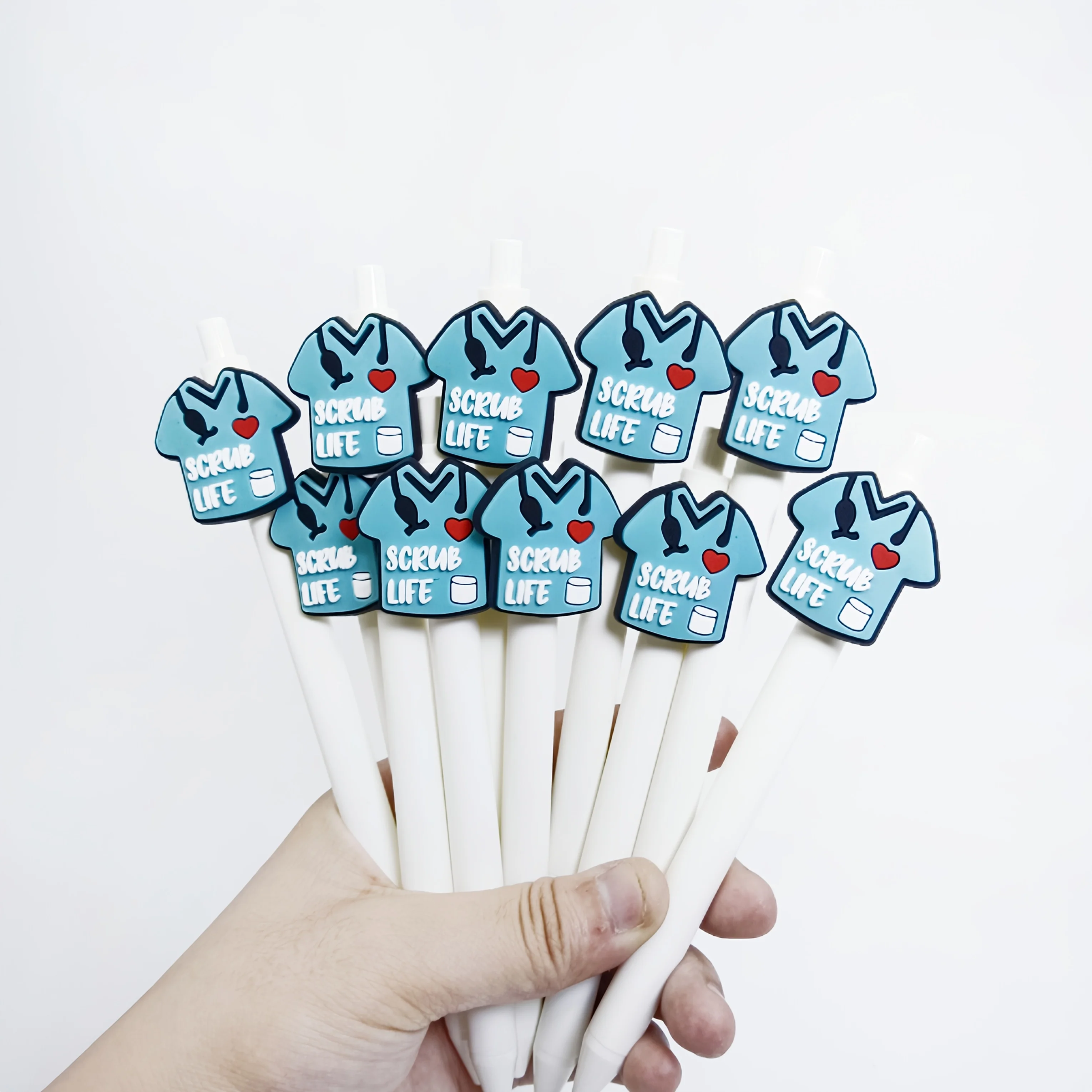 

10 шт., белая медицинская одежда, накладная ручка, медицинская серия, толкающая ручка, медицинская подарочная ручка, шариковая ручка