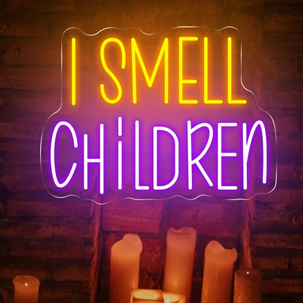 I Smell Children Neon Sign halloween decoration Led Light Dimmable Neon USB Powered For Halloween Party Park Secret Room Sign