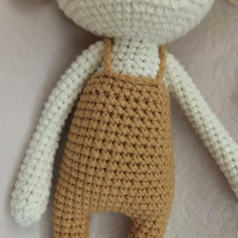 Handmade Crocheted Wool Dolls Long Ears Sheep Dolls Plush Toys Sleeping Dolls for Kids Baby Birthday Present