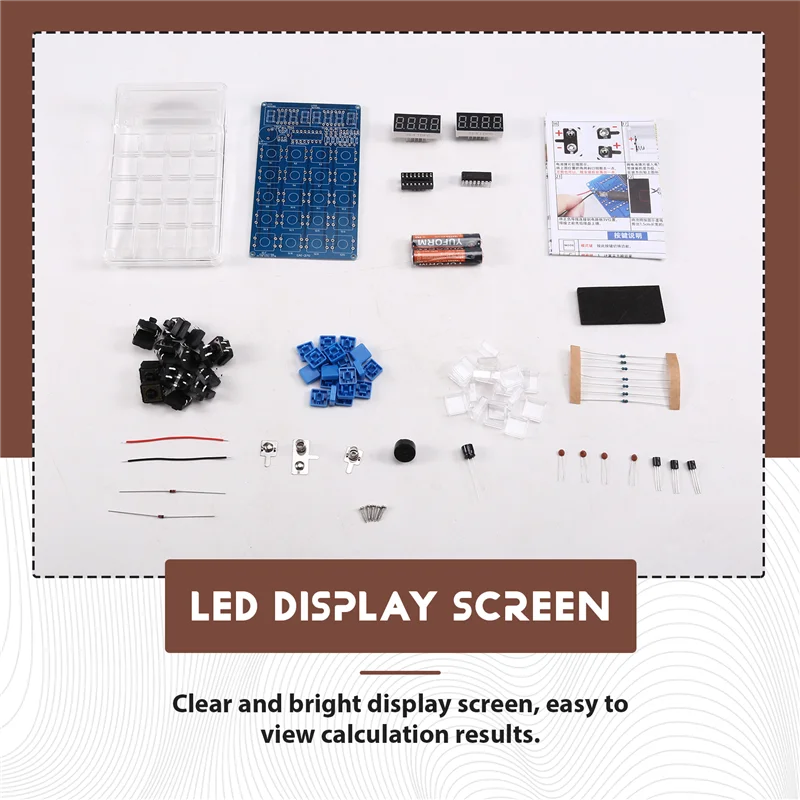 AA60-DIY Calculator Kit LED Display Calculator Electronic Making With Battery SMD Soldered For DIY Solder Project
