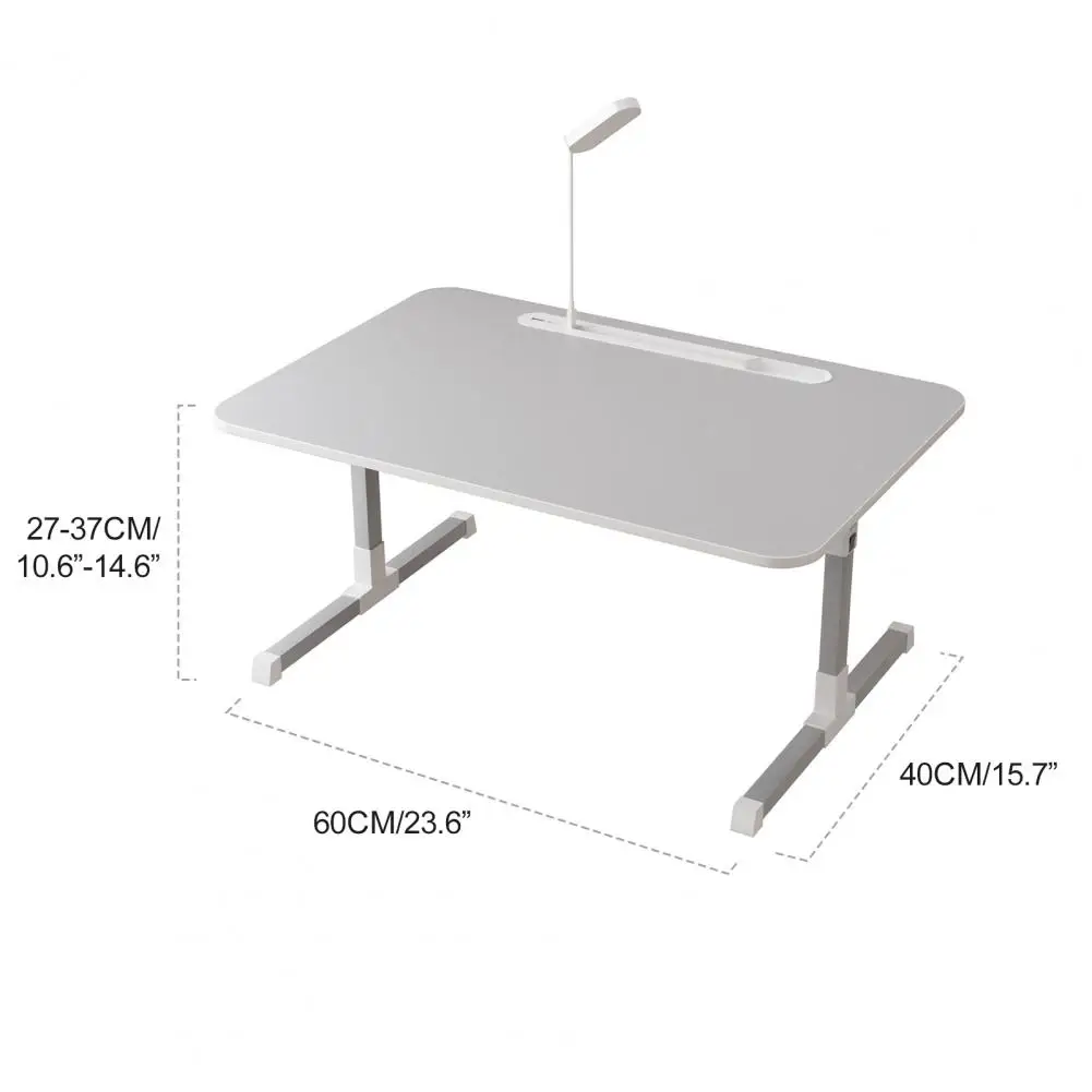 Mesa de bandeja para cama de laptop, suporte de cama ajustável para laptop, mesa de colo com luz LED, mesa de pé portátil com pernas dobráveis, USB Cha