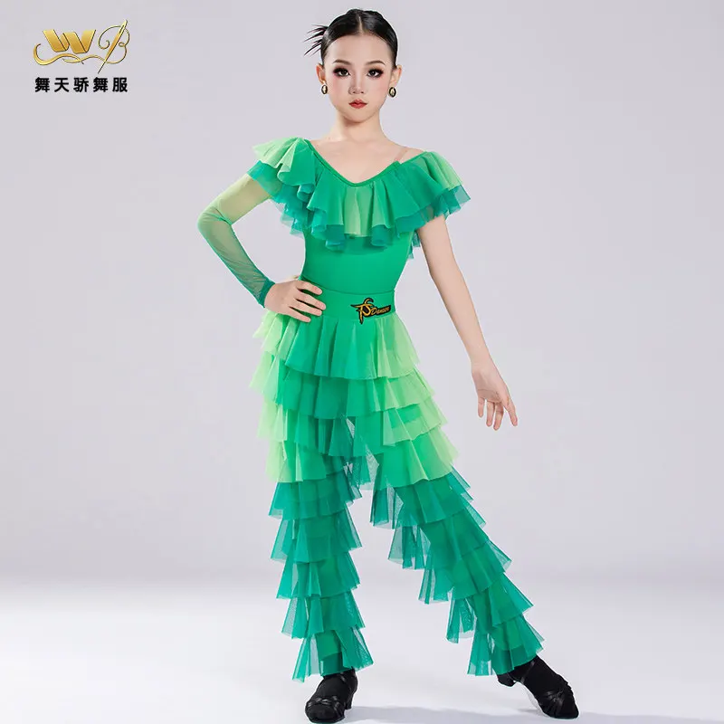 pantaloncini-a-balze-effetto-foglia-di-loto-costume-da-ballo-latino-con-collo-in-rete-sfumato-costume-da-competizione-per-performance-di-danza-gonna-da-ballo-per-bambini