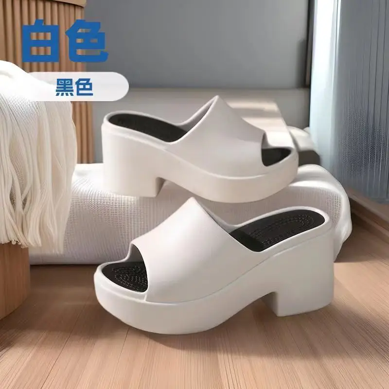 

Ladies thick soled Slippers Summer Vacation beach Slipper Trendy open toed one-piece slippers Casual round head women's shoes