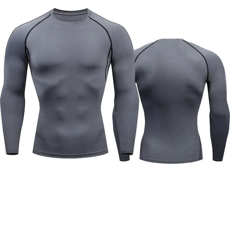 Men Sport T Shirt Fitness Running Shirt Quick Dry Long Sleeve Compression Tops Tee Workout Training Sport Gym Shirt Rashgard Men