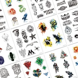 Harry Potter Black White Tattoo Sticker Cartoon Personalized Sticker Halloween Water Transfer Sticker Colorful Ins Style Durable