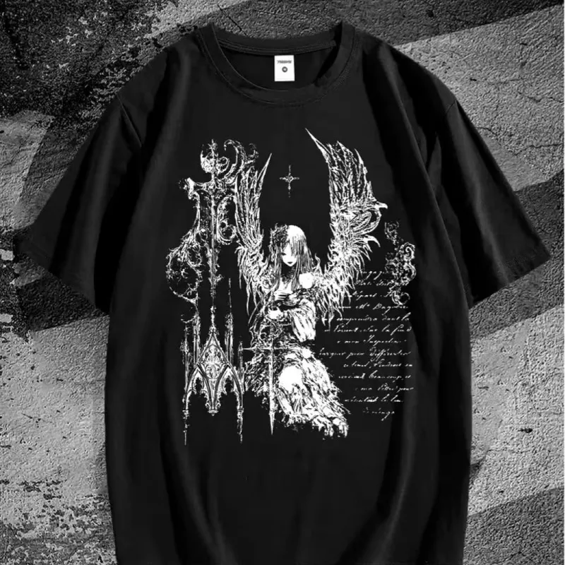 Gothic Dark Image Men's Summer Casual Short Sleeved T-shirt, Summer New Retro Unisex Casual Fashion Y2K T-shirt