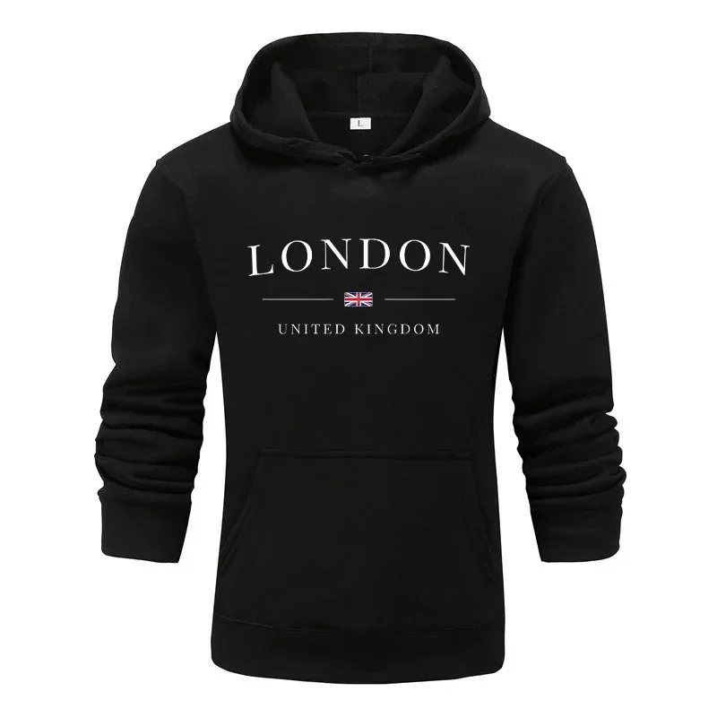 Men\'s London Print Designer Hoodies Luxury Hooded Sweatshirts Autumn Winter Warm Clothing for Male Casual Streetwear Tracksuit