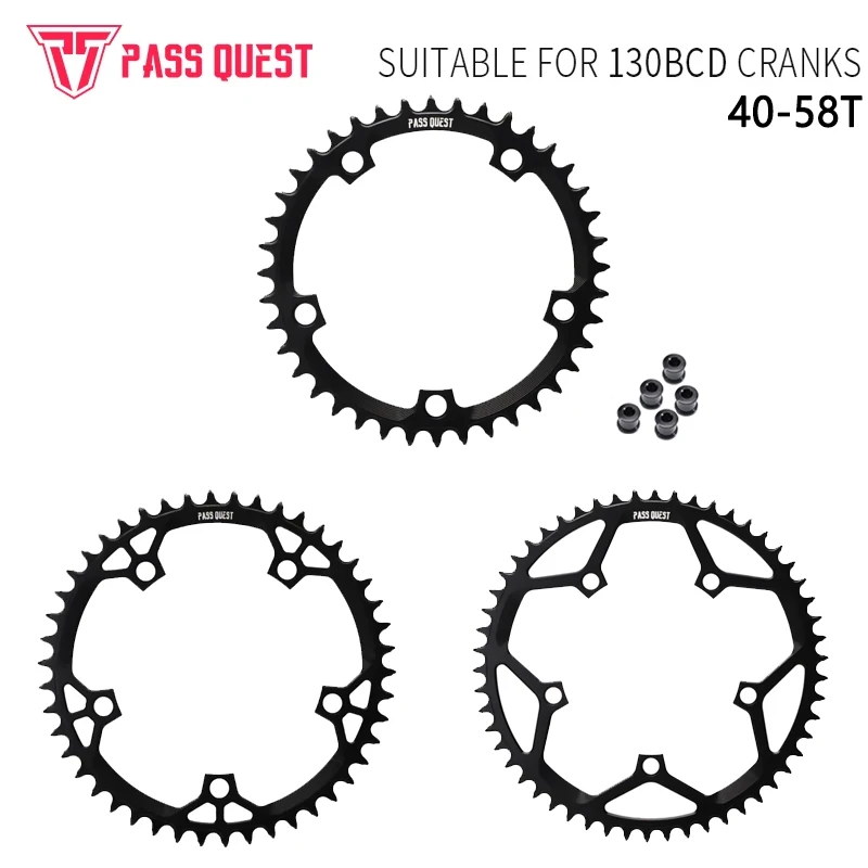 

PASS QUEST Road Bike Chainring – 130BCD 5-Bolt Narrow-Wide Design Lightweight CNC Aluminum Alloy Bicycle Accessories