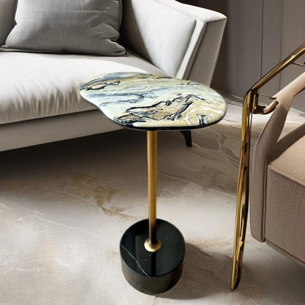 

Modern Luxury Natural Marble Small Table, Living Room Sofa Side Table Suitable for Outdoor Customization