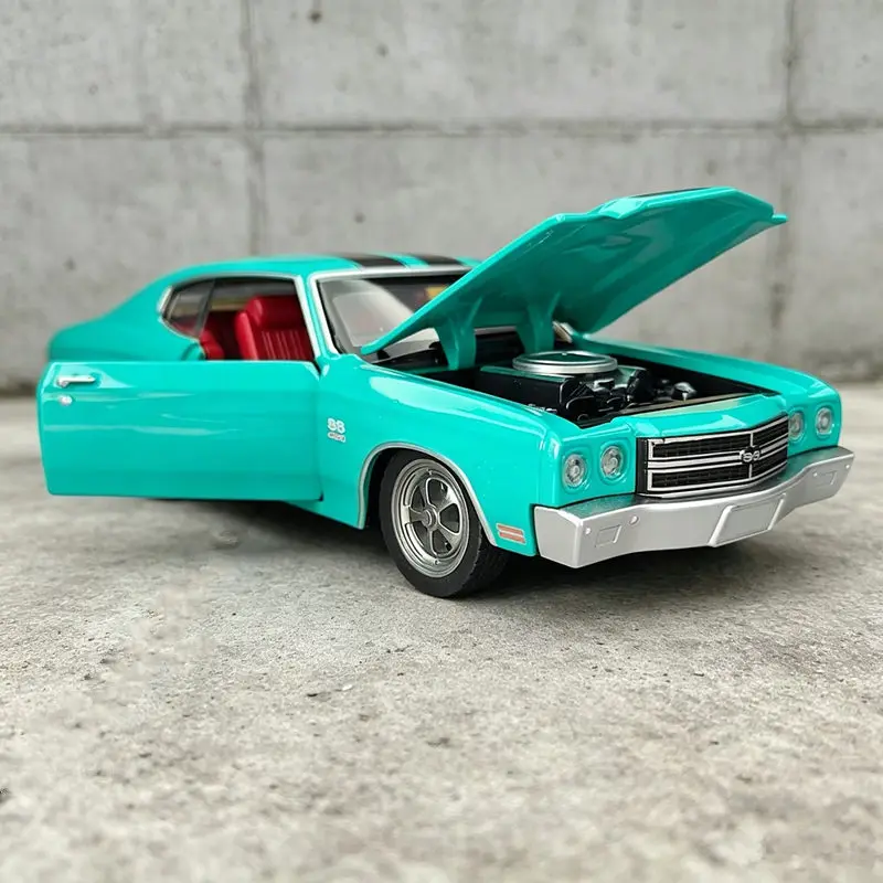 Modelo de Auto Deportivo Chevrolet Chevelle SS 454 1970 a Escala 1:24, de Aleación, Vehículo de Carreras, Simulación, Juguete para Niños, Regalo