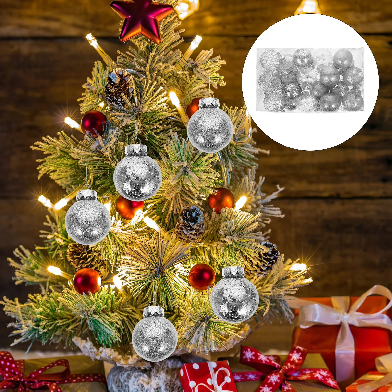 30 قطعة شجرة عيد الميلاد معلقة كرات الكلاسيكية عيد الميلاد زخرفة مجموعة طويلة الأمد الطرف الديكور عيد الميلاد الكرة شجرة معلقة الكرة